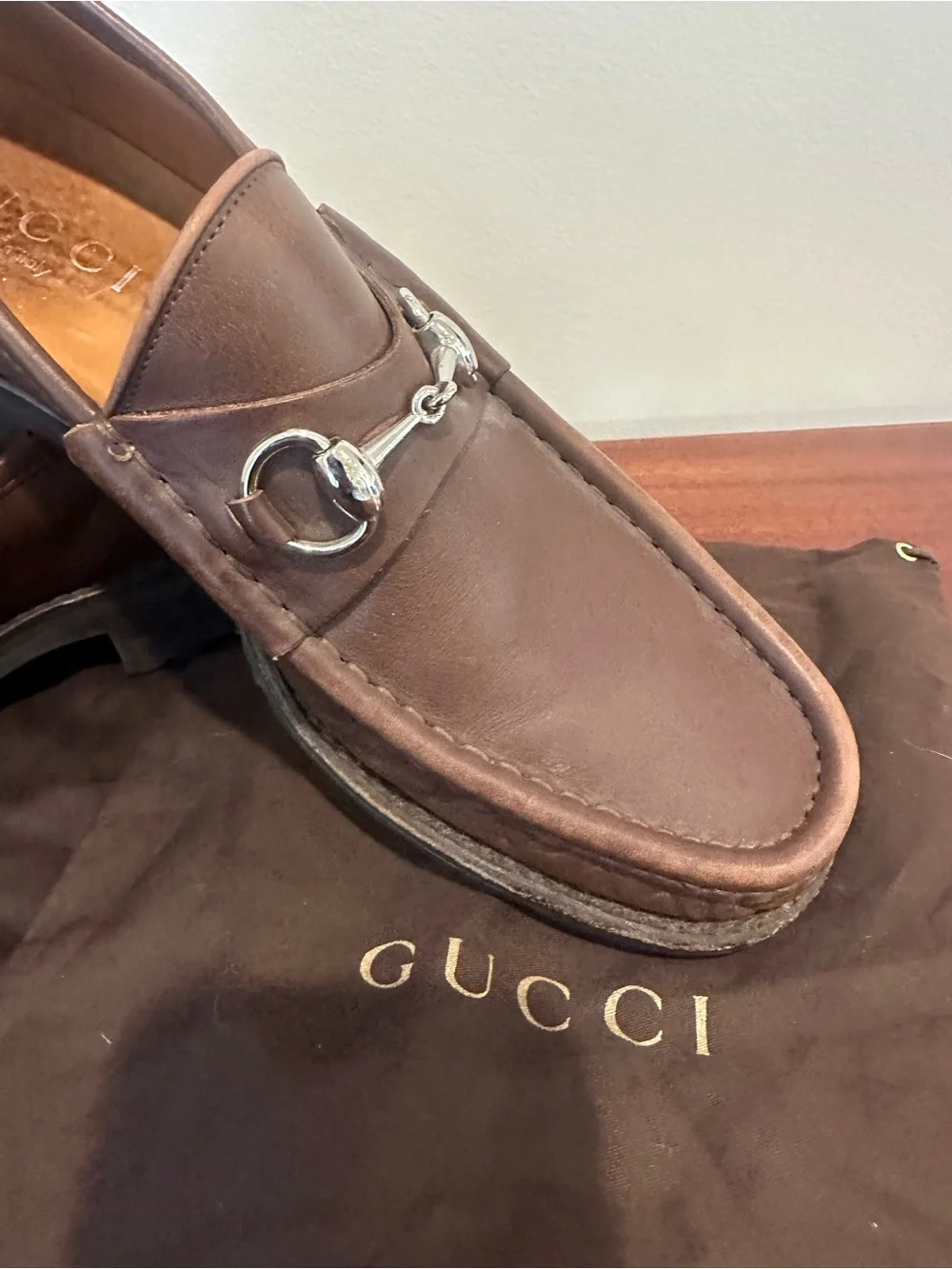 Gucci Men’s Brown Leather Horsebit Loafers with Lug Sole